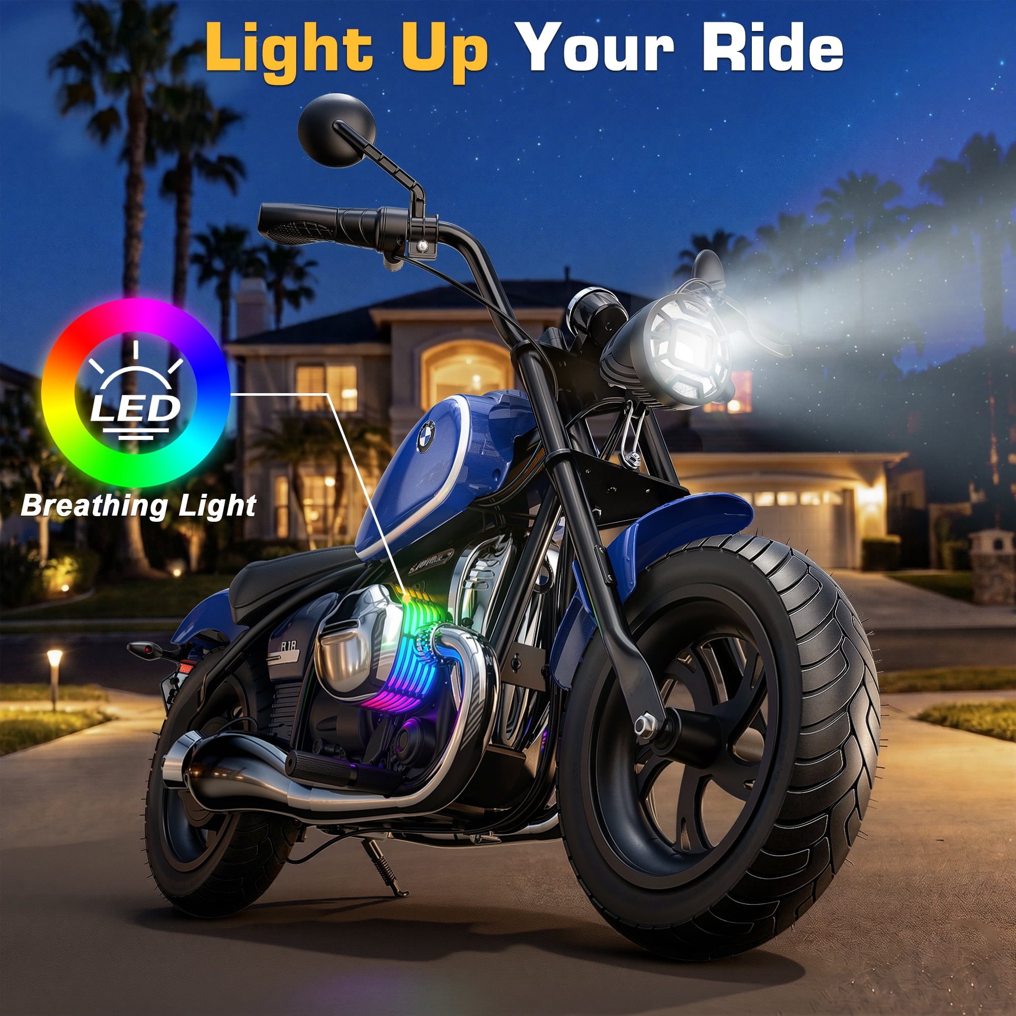 East doll BMW licensed Electric Motorcycle for Kids, 24V Ride on Toy for Big Kids 6-12, 300W Power Motor, Up to 13.05MPH & 12 Miles Range, Lights & Music, Electric Car for Kids, Black