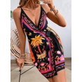 thumbnail image 6 of Women's Sleeveless Wrap V Neck Tie Knot Boho Short Dresses Black XL, 6 of 8