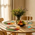 thumbnail image 5 of Teal Orange Geometric Round Placemats Set of 4 for Dinning Tables,Heat-proof Braided Table Mats 13 Inch,Contemporary Oil Painting Art Washable Place Mat for Kitchen Restaurant Party Table Decor, 5 of 9