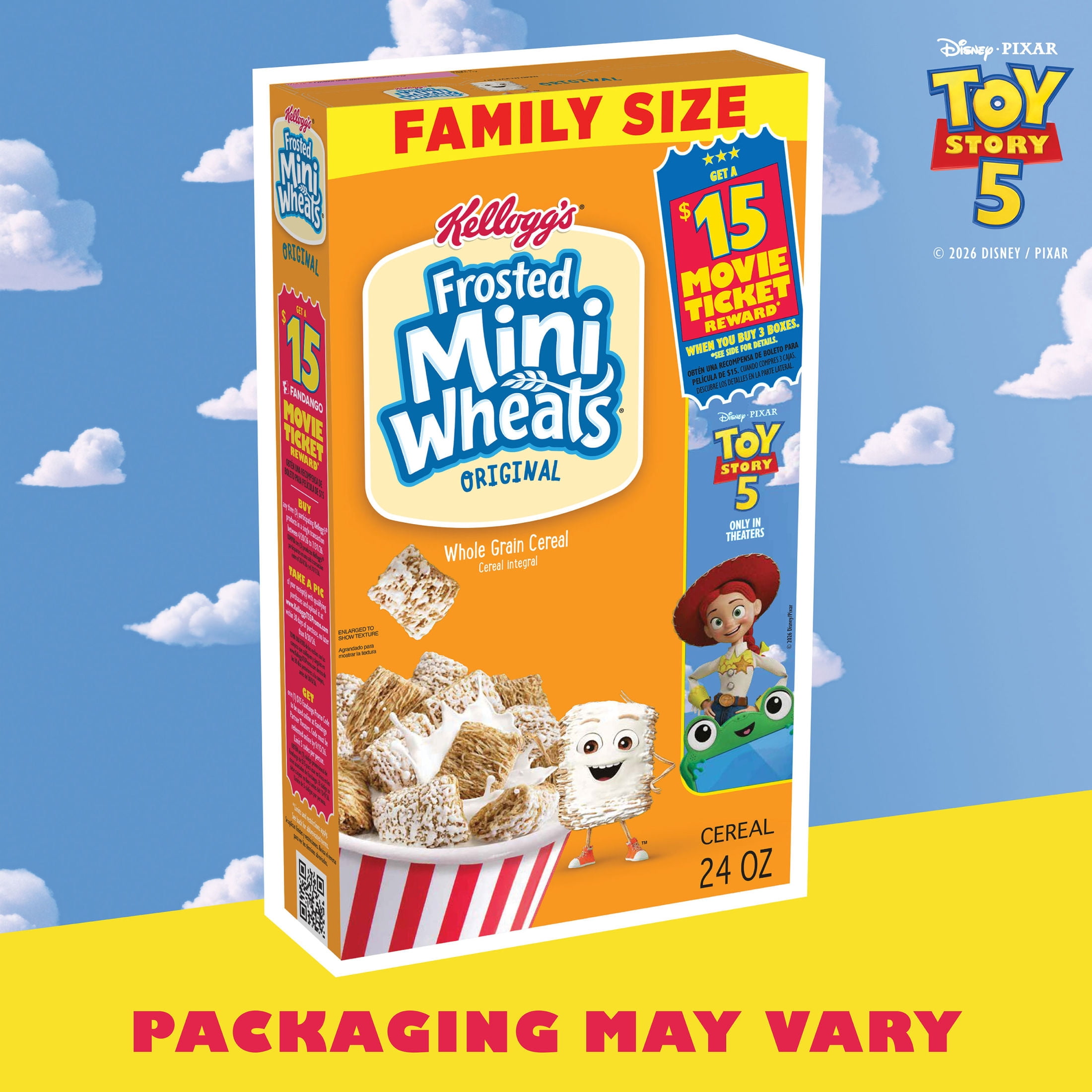 (10 pack) Kellogg's Frosted Mini-Wheats Original Breakfast Cereal, High Fiber, Family Size, 24  oz
