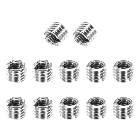 Uxcell 12Pcs 316 Stainless Steel Thread Reducing Nuts, M8x1.25 Male to M6x1 Female 6mm Long Metric Repairing Insert Nut Screw Threaded Adapters Sleeve Reducer Conversion Fastener