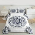 thumbnail image 2 of jejeloiu Vinatge Floral Full Size Comforter Sets,Boho Bohemian Theme Bedding Comforter Set,White Deepblue Bedding Sets For Men Women,Ultra Soft Home Decor Reversible,3 Pieces, 2 of 8