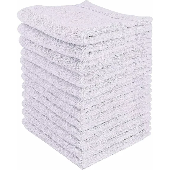 Huba Homes 600 GSM Premium Cotton Washcloth Towel Set Wash Cloths for Face & Body 12 Pack White