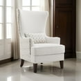 thumbnail image 6 of Benjara 31" Accent Armchair- Elegant Wingback- Rubberwood- Latte Beige Fabric, 6 of 6
