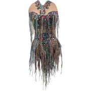 AODS Sparkly Diamante Fringe Bodysuit Women Sexy Dancer Celebrate Outfit Prom Bar Birthday Nightclub Drag Queen Costume Colorful