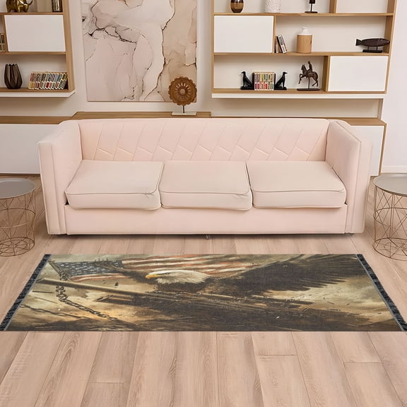 WOBOGO Bald Eagle Cannon Bedside Long Rug Delicate and Soft Modern Indoor Area Decor Non Slip Carpet for Bed Room Corridor Entrance Balcony