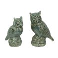 thumbnail image 1 of Set of 2 Grey Crackle Finish Ceramic Owl Statues, 1 of 3