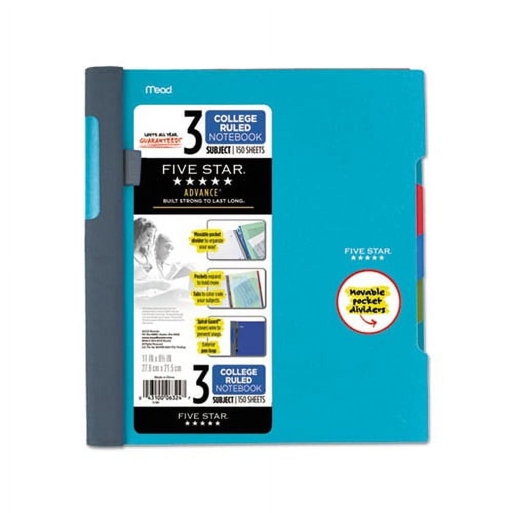 Advance Wirebound Notebook 3 Subjects, Medium/College Rule, Assorted Color Covers, 11 x 8.5, 150 Sheets