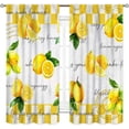 thumbnail image 2 of Yellow Lemon Kitchen Curtains, Vintage Retro Summer Spring Seasonal Fruit Yellow Checkered Window Drapes Treatments for Living Room Bedroom Bathroom Cafe 2 Panels, 42"x63" Inch, 2 of 5