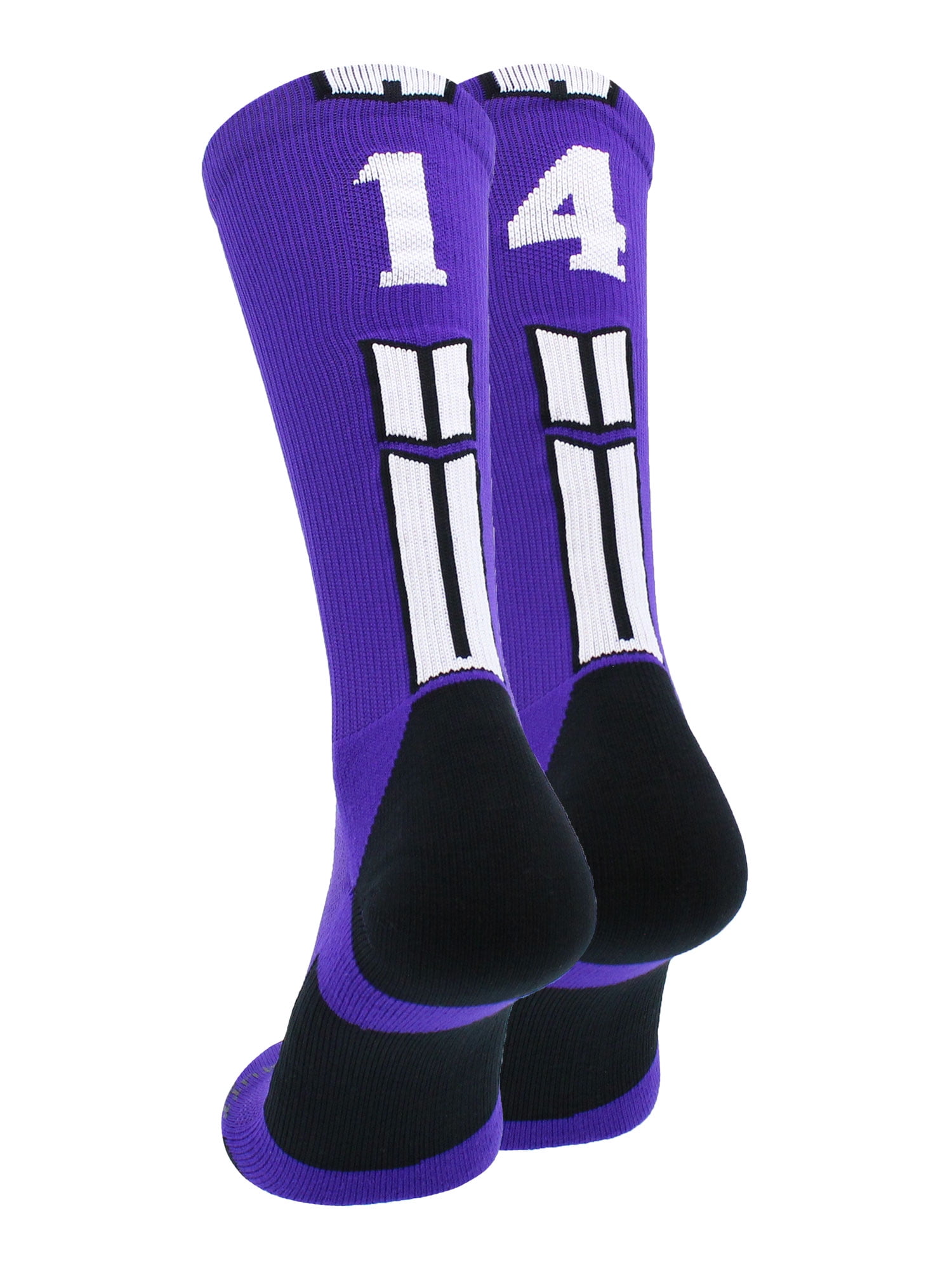 #29, Large MadSportsStuff Player Id Number Socks Over The Calf Purple White