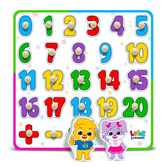 Lucas & Friends Wooden Numbers Puzzle for Toddlers, Learn Numbers & Counting Puzzle Board