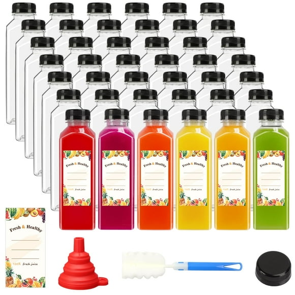 Botellas de plástico para jugo Moretoes 16 oz/500 ml con tapas x42