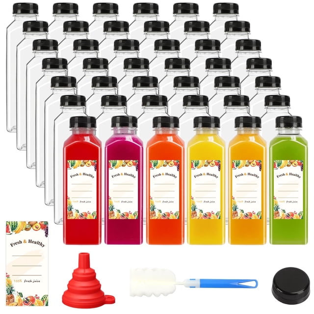 Botellas de plástico para jugo Moretoes 16 oz/500 ml con tapas x42