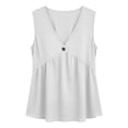 thumbnail image 5 of Miqool Women's Peplum Tank Tops Summer Dressy Casual Sleeveless V Neck Button Ruffle Hem Flowy Babydoll Shirts Beach Vacation Blouses, 5 of 8