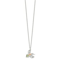 Diamond2Deal 925 Sterling Silver Rhod-pltd w/12K Accents Hummingbird Rope Chain Necklace for Women 18"