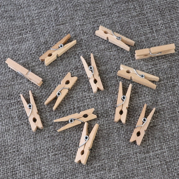 Raindrops Wooden Clothespins 100 Pack Khaki Spring Loaded Clips for Hanging Clothes Crafts and Photos 3cm