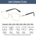 thumbnail image 2 of Fashion Simple Classic Square Frame Business Reading Glasses Eye Protection Anti Fatigue Ultra Light Glasses GOLD STRENGTH 200, 2 of 7