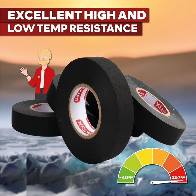 XFasten Wire Harness Tape Orange 3/4" X 50ft - High Temp Automotive Wiring Loom Tape