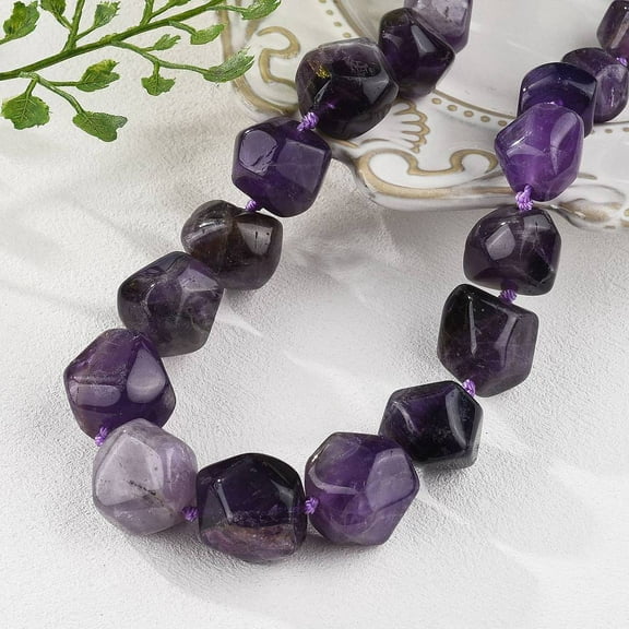 Natural Amethyst Nuggets Beaded Necklaces for Women Men 20.08~21.26 inch(51~54cm)