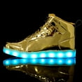 thumbnail image 6 of Girls Shoes,Unisex High Top LED Light Up Sneakers Flashing Athletic USB Rechargeable Kids Shoes For Girls And Boys,Kids Shoes,Gold,4.5-5 Years, 6 of 9