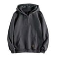thumbnail image 2 of GrmtClth Hoodie Men Quarter Zip Sweatshirt warm Long Sleeve Pullover 2025 Fall Running Hooded Outerwear with Pockets Dark Gray XL, 2 of 4