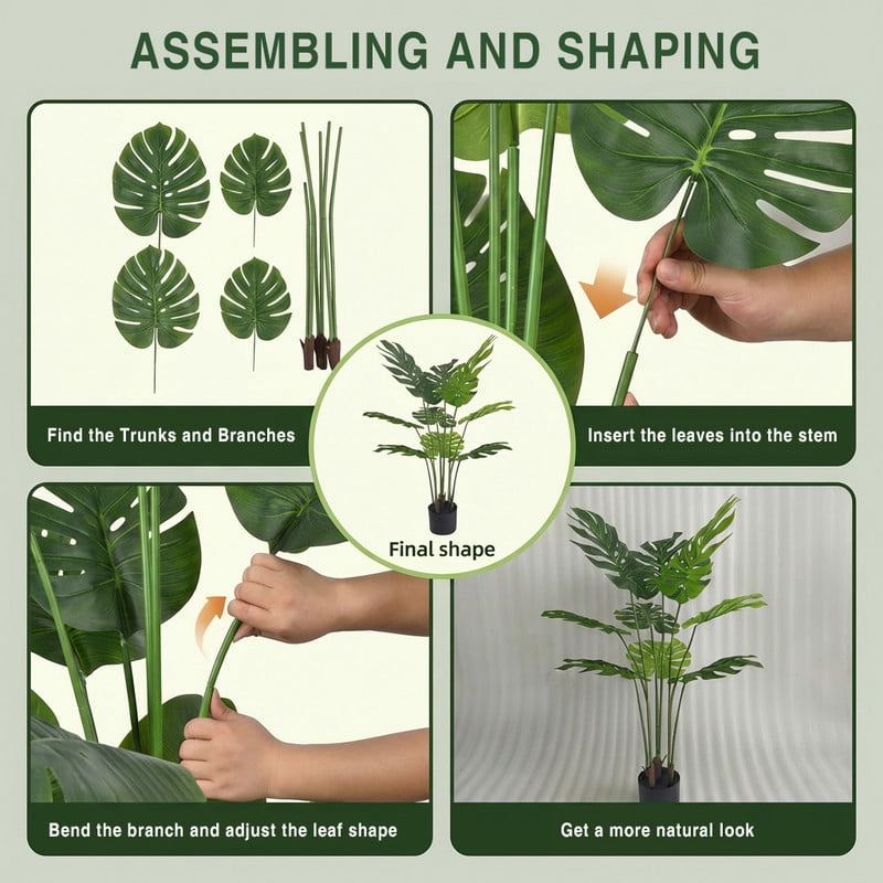 Easy4Home 4.6FT Artificial Plant Fake Tropical Potted Tree Indoor Faux Floor Plant for Home Office Decor