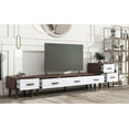 thumbnail image 4 of Tensun 3-Piece TV Stand Set Modern TV Stand and 2 End Tables with Drawers and Embossed Patterns, Ideal for Living Room and Bedroom, Brown+White Palette, 4 of 5