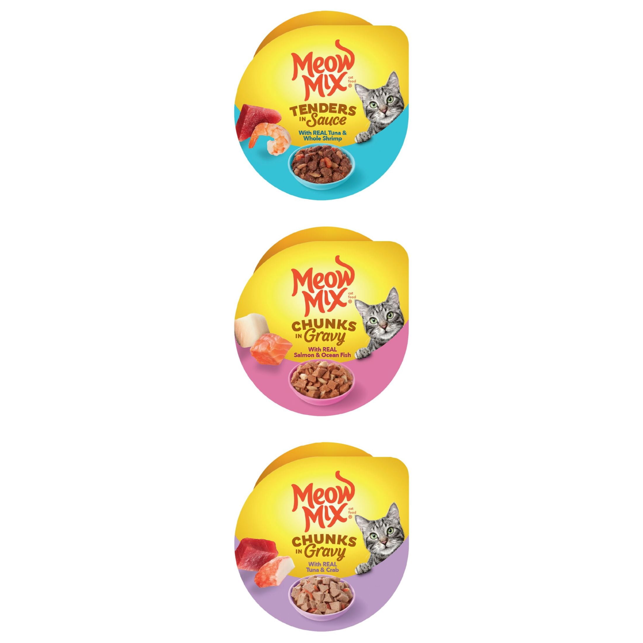 (24 pack) Meow Mix Seafood Selections Variety Pack, Wet Cat Food, 2.75 oz Cup (24 Pack)