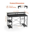 thumbnail image 3 of 47" Gaming Desk with Power Outlets & Monitor Stand, Computer Desk with Storage Shelves, Home Office Study Desk - Black, 3 of 6