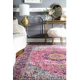 thumbnail image 3 of nuLOOM Vintage Persian Area Rug, 3' x 5', Pink, Subtly Distressed Medallion, 3 of 4