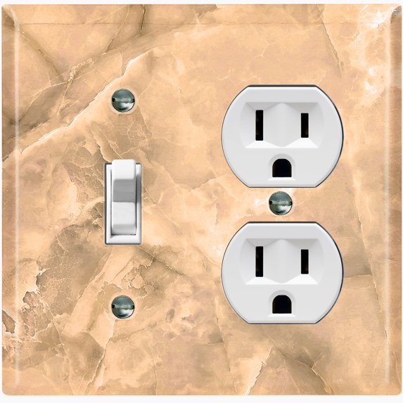 Metal Light Switch Plate Outlet Cover (Image of Marble Brown MAR024)