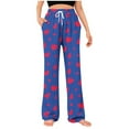 thumbnail image 3 of Bovxnpu Mens Pajamas Pants Valentine's Day Heart Print Side Pocket Drawstring Waist Pants Sleepwear, 3 of 6