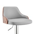 thumbnail image 2 of Taburete de bar Benzara, ajustable, giratorio, de piel sintética gris, 2 of 5