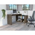 thumbnail image 3 of TUHOME Axis L-Shaped Desk Engineered Wood Desks in  Brown, 3 of 7
