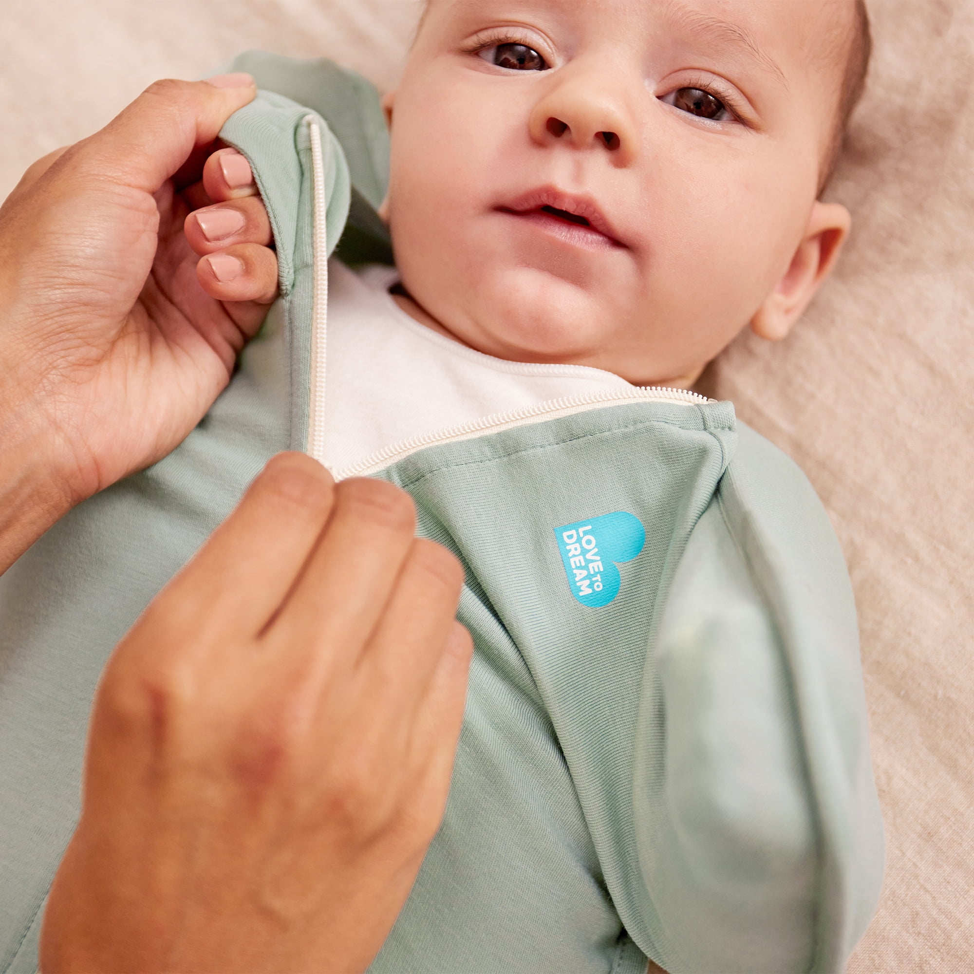 Love to Dream Swaddle Up Baby Sleep Sack, Arms Up Design, Sleep Nearly 2x Longer, Twin Zipper, Cotton, Newborn 5-8.5 lbs, Olive