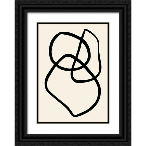 Artographie Studio 11x14 Black Ornate Wood Framed with Double Matting Museum Art Print Titled - Black Lines 03