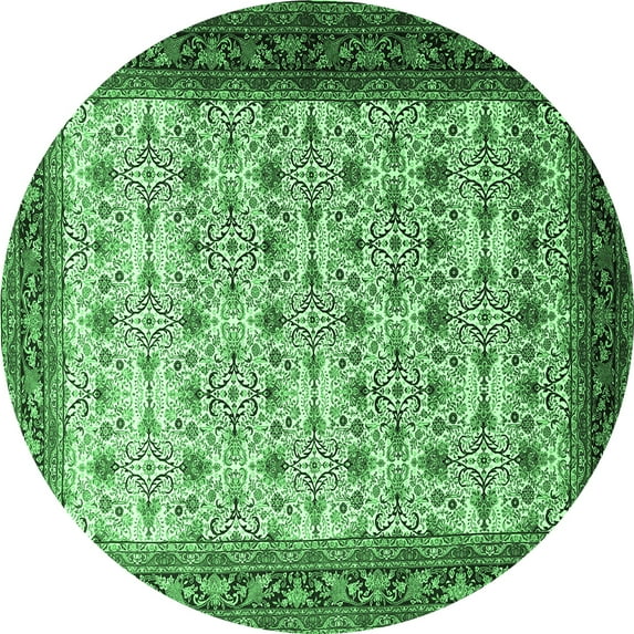 Ahgly Company Indoor Round Persian Emerald Green Traditional Area Rugs, 3' Round