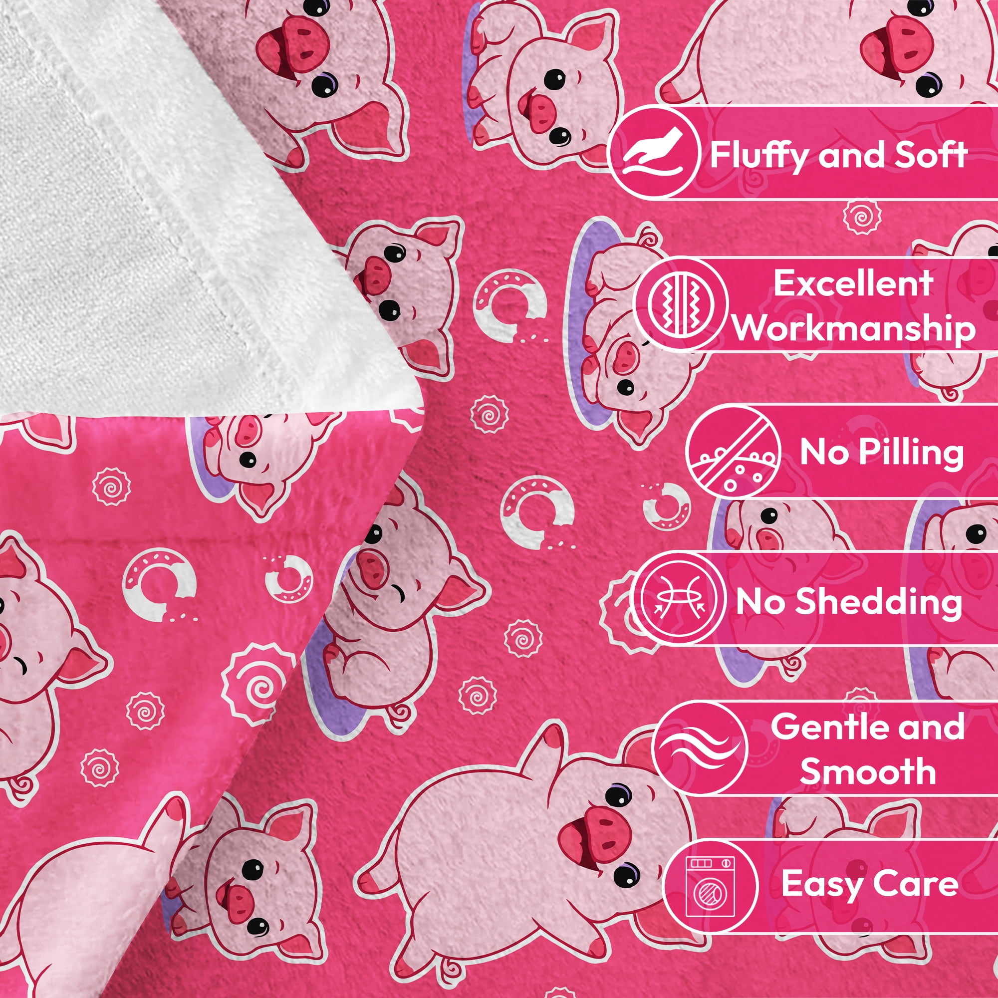 Flannel Fleece Throw Blanket, Soft Large Throw Blanket, Lightweight Cozy Plush Throw Blanket Fit Sofa Bed, 50"x60", Pigs