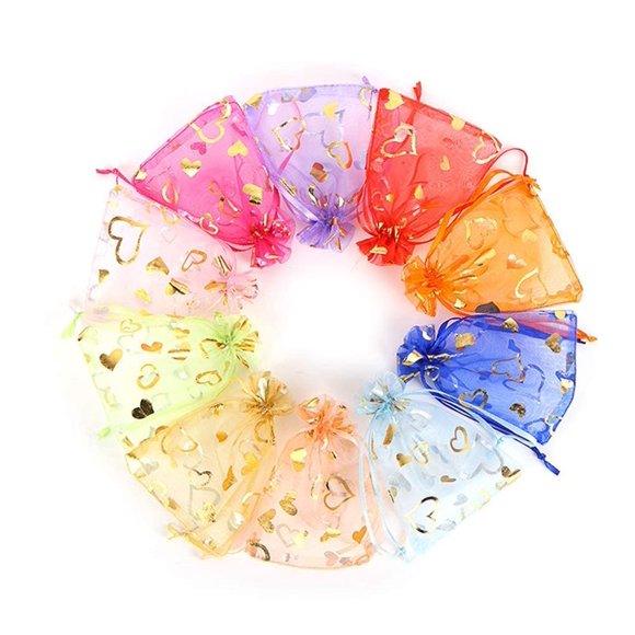 Bolsas de organza con cordón Stratalife, 13 x 18 cm, 100 unidades, colores variados