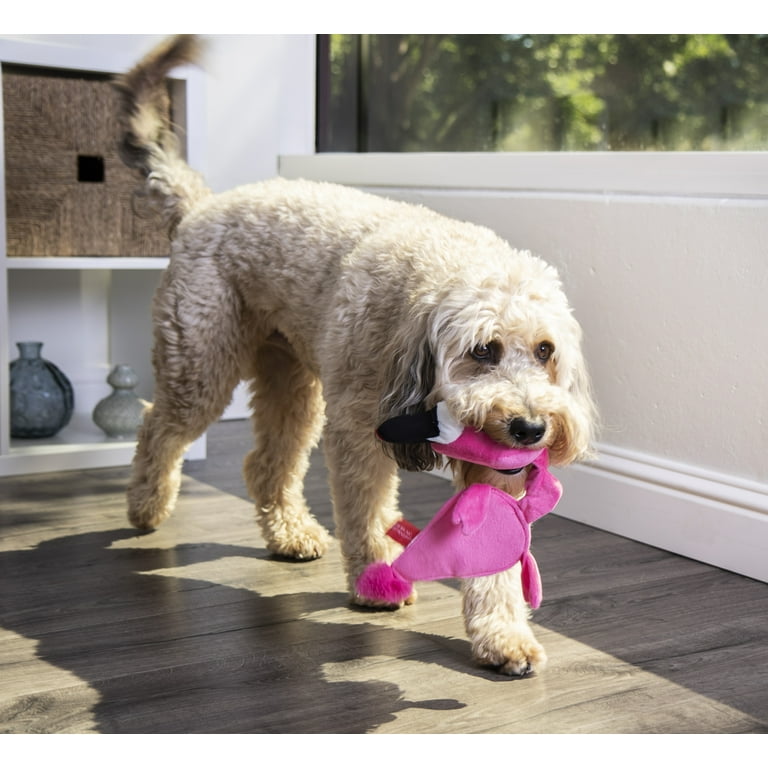 HEAR DOGGY!® Flattie Flamingo with Silent Squeak Technology™ Plush Dog Toy  