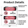 thumbnail image 2 of (2 Pack) No Forklifts Bilingual OSHA Danger Sign 10 Inch X 14 Inch Vinyl Label Decal Sticker Weather Resistant, UV Protected for Workplace, Business, and Construction Site, Made in the, 2 of 7