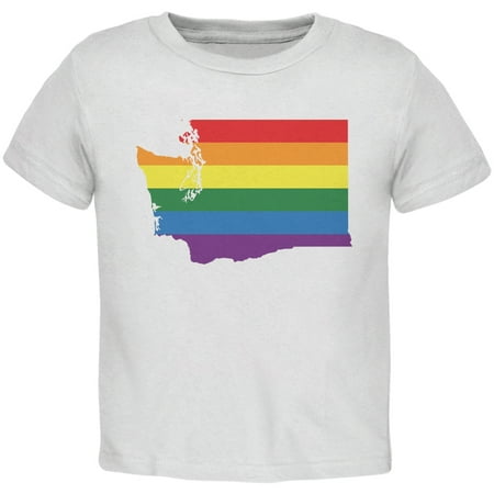 

Washington LGBT Gay Pride Rainbow White Toddler T-Shirt - 3T