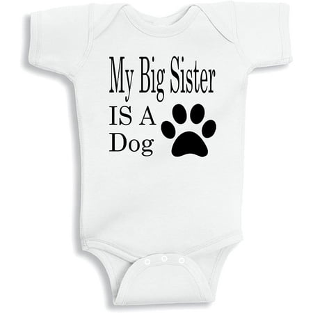 

Lil Shirts My Big Sister is A Dog Baby Bodysuit (6-12 Months)
