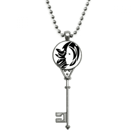 constellation virgo zodiac symbol pendant vintage necklsilver key jewelry