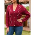 thumbnail image 3 of Charmo Women's Cable Knit Open Front Button Down Cardigan Sweater Long Sleeve Chunky Fall Sweater Outwear, 3 of 5