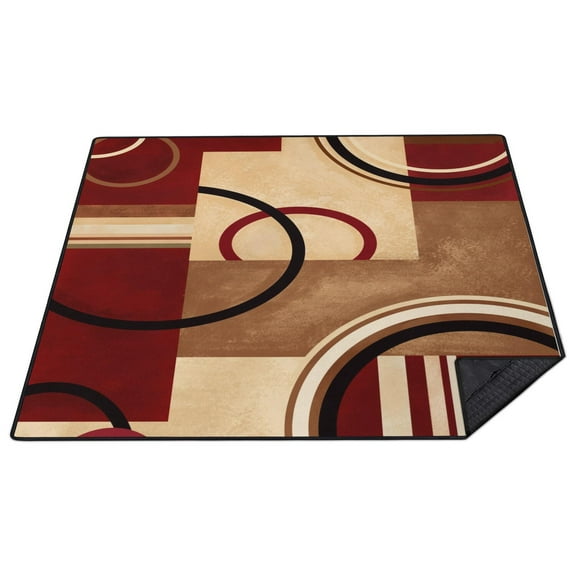 80”x 80”Extra Large Retro Abstract Geometric Picnic Blankets Waterproof Foldable Beach Blanket Sandproof,3-Layer Thicking Outdoor Packable Blanket for Camping, Park, Beach, Grass, Indoors