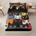 thumbnail image 2 of Manfei Cartoon Cat Zipper Full Size Comforter Sets with Fitted Sheet and 2 Pillowcases, Watercolor Love Heart Zipper Bedding Set, Dark Green, Black Reversible, 4pcs, 2 of 7