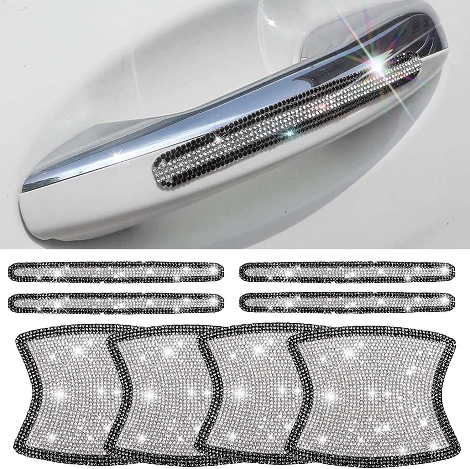 Bling Diamond Car Door Handle Protector, 8 Pcs Universal Bling Car