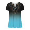thumbnail image 4 of Summer Tops for Women Trendy Boho Floral Print Tunic Shirts Short Sleeve V Neck Tshirt Casual Loose Blouse Fashion, 4 of 5