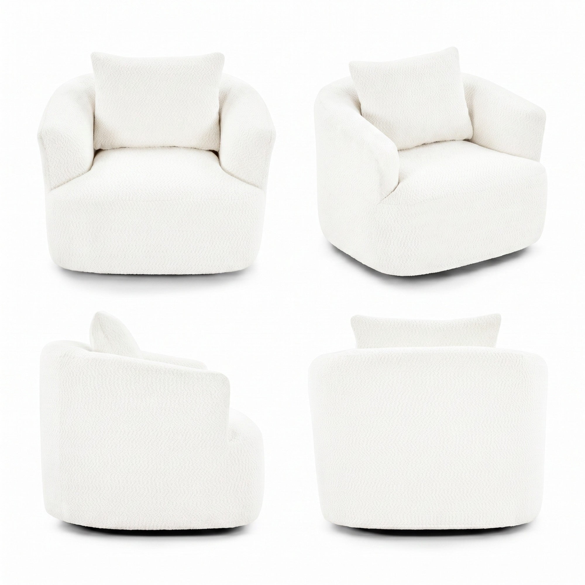 Sailvan 38.2" Swivel Accent Chair, Boucle Upholstered 360 Degree Barrel Sofa with Pillow for Living Room Beige